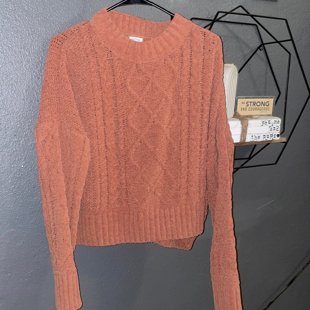 Hippie Rose Cropped Cable Knit Sweater Size XL